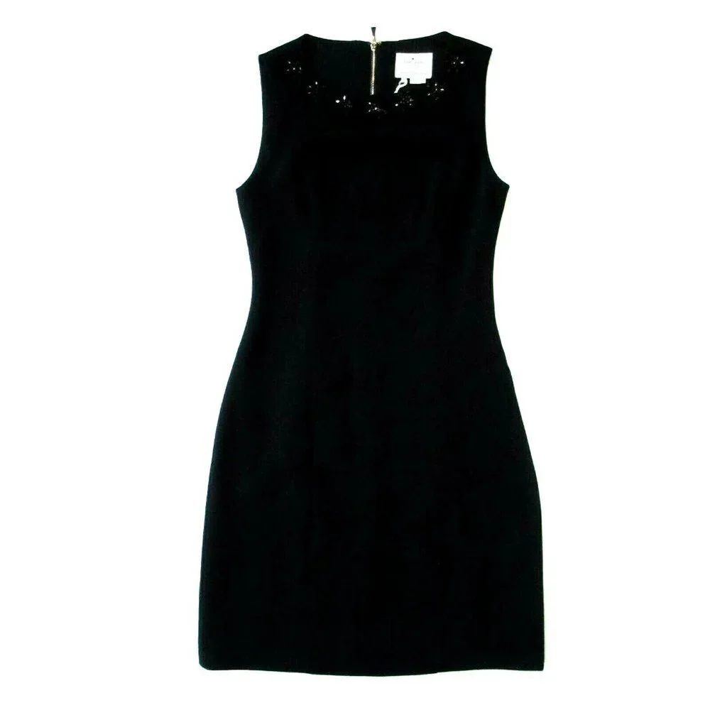 NWT kate spade Floral Cluster Diana in Black Jewel Embellished Crepe Dress 4